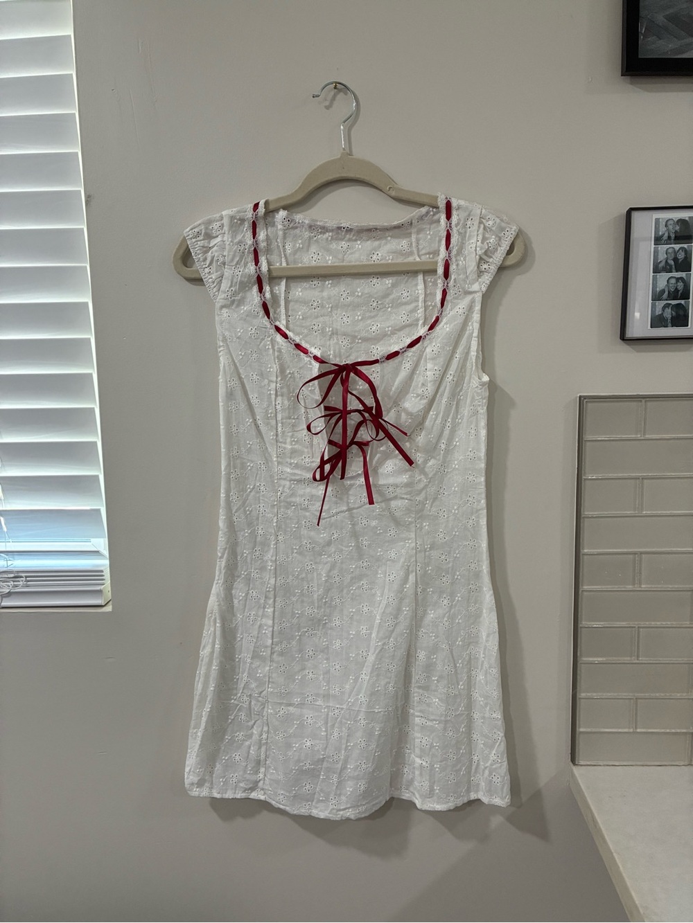 White Eyelet Lace-Up Babydoll Mini Dress | Cottagecore Coquette